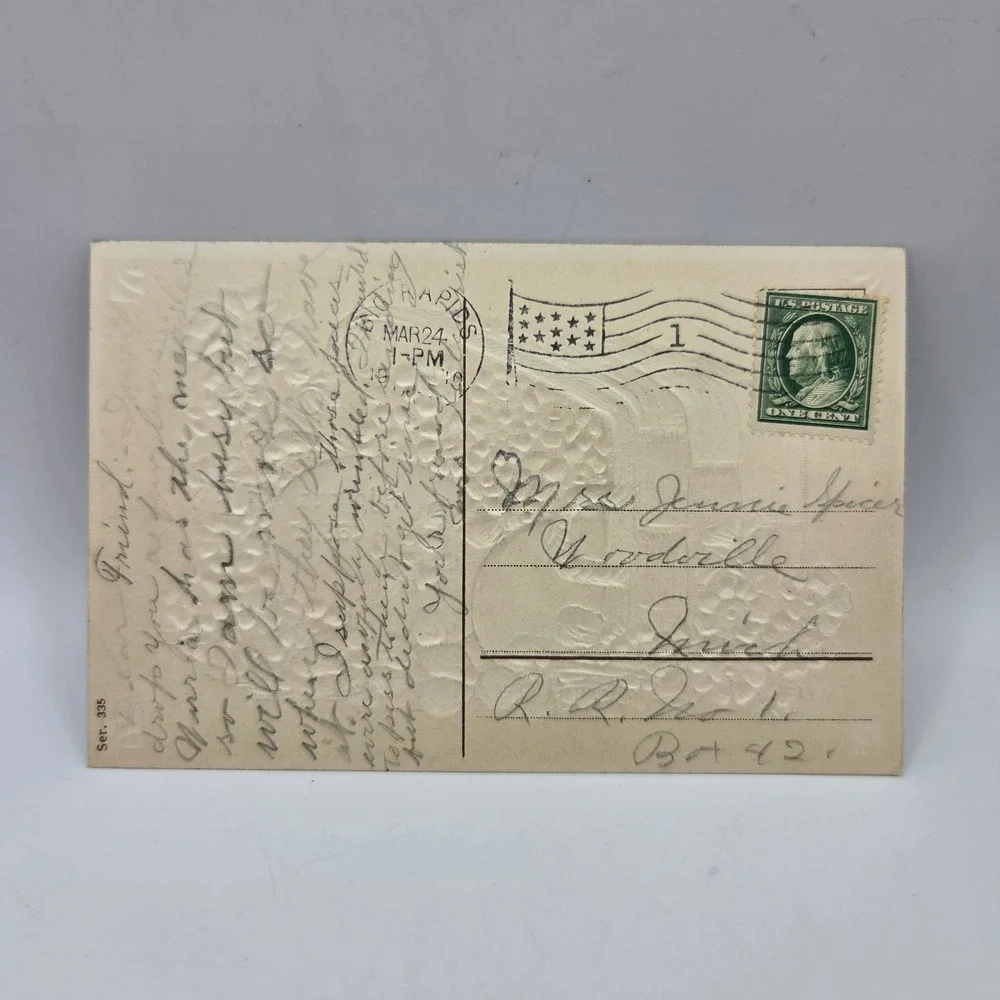 Vintage 1910 Embossed Easter Postcard Flowers Basket Eggs Series 335